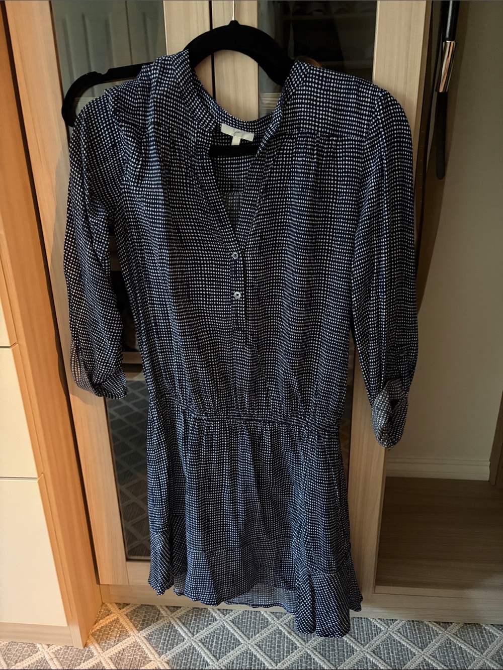 Joie Navy and White Dot Mini Dress